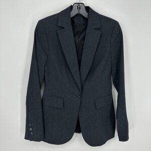 Express Blazer Jacket 4 Womens One Button Stretch Gray Suit Coat Work Career